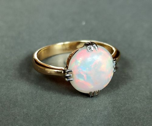 ART DECO 18CT GOLD OPAL SOLITAIRE RING - ADDITIONAL PHOTO 1