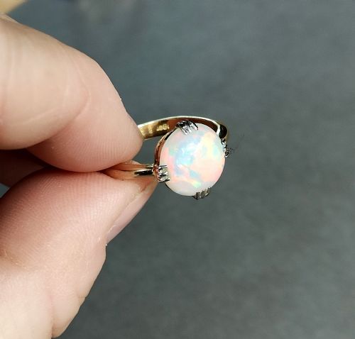 ART DECO 18CT GOLD OPAL SOLITAIRE RING - ADDITIONAL PHOTO 2