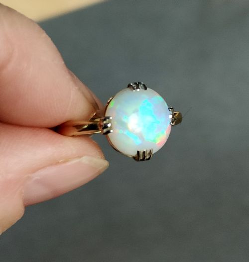 ART DECO 18CT GOLD OPAL SOLITAIRE RING - ADDITIONAL PHOTO 3