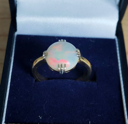 ART DECO 18CT GOLD OPAL SOLITAIRE RING - ADDITIONAL PHOTO 5