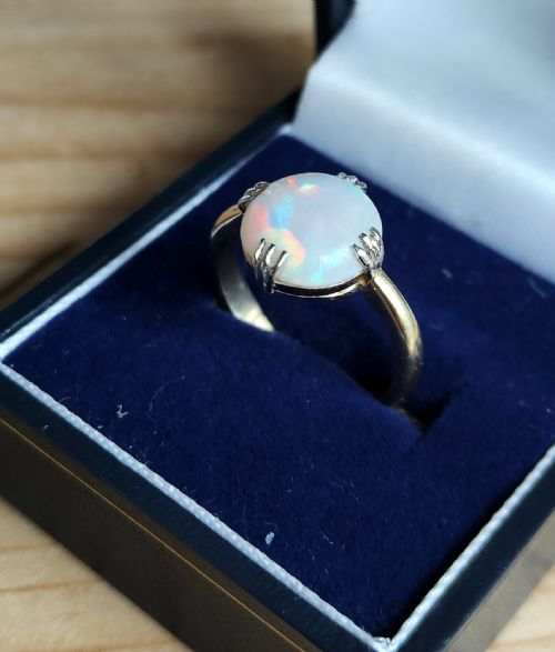 ART DECO 18CT GOLD OPAL SOLITAIRE RING - ADDITIONAL PHOTO 6