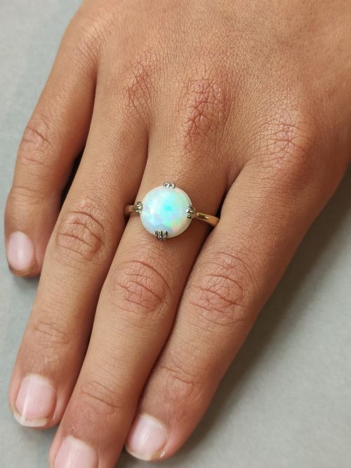 ART DECO 18CT GOLD OPAL SOLITAIRE RING - ADDITIONAL PHOTO 7