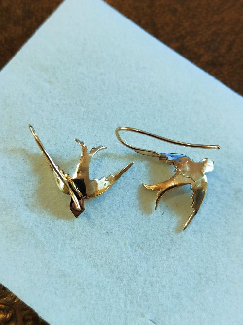 VICTORIAN 15CT GOLD PEARL SWALLOW EARRINGS - ADDITIONAL PHOTO 4