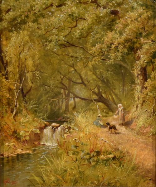 OIL PAINTING BY HENRY MAIDMENT THE PATH BY THE RIVER - ADDITIONAL PHOTO 1