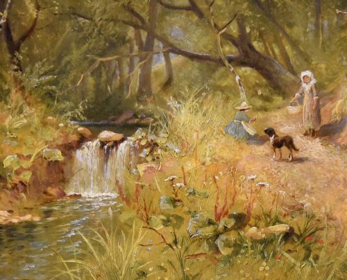 OIL PAINTING BY HENRY MAIDMENT THE PATH BY THE RIVER - ADDITIONAL PHOTO 3