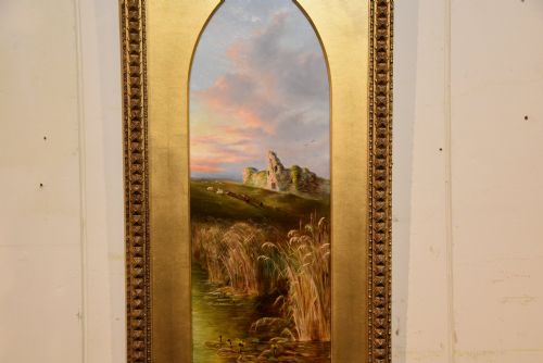 OIL PAINTING PAIR BY HENRY LARPENT ROBERTS SUNRISE AND SUNSET - ADDITIONAL PHOTO 6