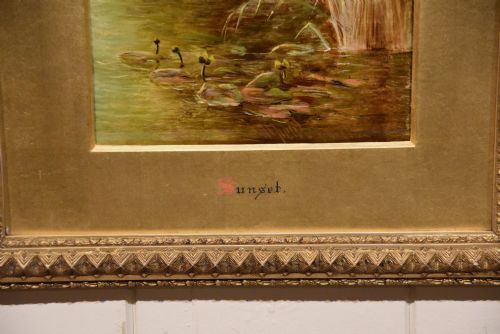 OIL PAINTING PAIR BY HENRY LARPENT ROBERTS SUNRISE AND SUNSET - ADDITIONAL PHOTO 7