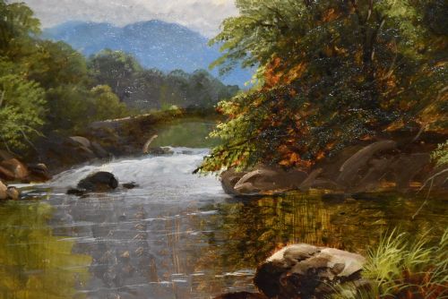 OIL PAINTING PAIR BY GEORGE BATISTA YARNOLD EVENING BY THE RIVER - ADDITIONAL PHOTO 2