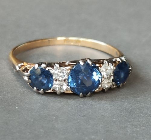 VICTORIAN 18CT GOLD SAPPHIRE DIAMOND ETERNITY RING - ADDITIONAL PHOTO 5