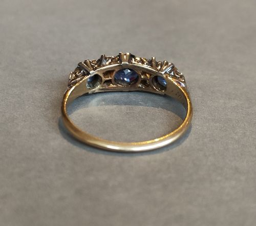 VICTORIAN 18CT GOLD SAPPHIRE DIAMOND ETERNITY RING - ADDITIONAL PHOTO 6