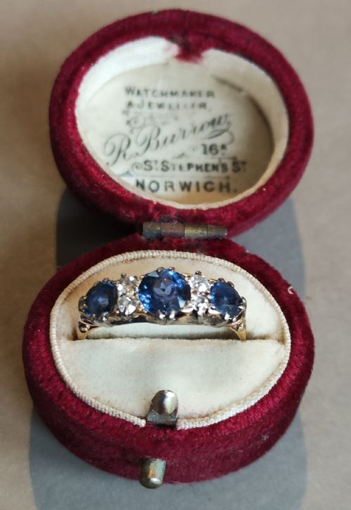 VICTORIAN 18CT GOLD SAPPHIRE DIAMOND ETERNITY RING - ADDITIONAL PHOTO 8