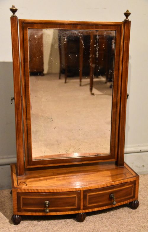 regency mahogany dressing mirror with two drawers - CATEGORY: ANTIQUE MIRRORS - DATED REGENCY