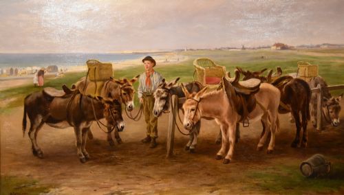 OIL PAINTING BY HENRY GARLAND THE DONKEY RIDE LITTLEHAMPTON - ADDITIONAL PHOTO 1