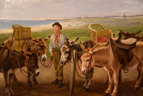 OIL PAINTING BY HENRY GARLAND THE DONKEY RIDE LITTLEHAMPTON - ADDITIONAL PHOTO 2
