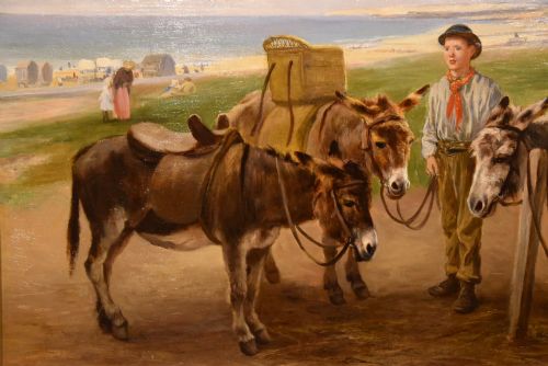 OIL PAINTING BY HENRY GARLAND THE DONKEY RIDE LITTLEHAMPTON - ADDITIONAL PHOTO 3