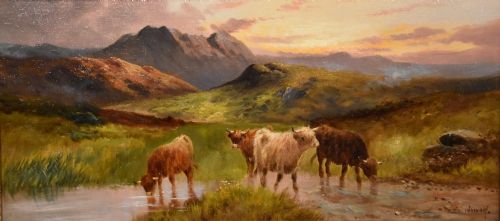 OIL PAINTING PAIR BY CHARLES WALTER OSWALD EVENING IN THE HIGHLANDS - ADDITIONAL PHOTO 5
