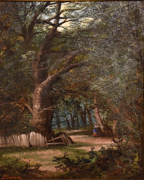 OIL PAINTING PAIR BY JOHN CUTHBERT SALMON WOODLAND SCENES - ADDITIONAL PHOTO 2