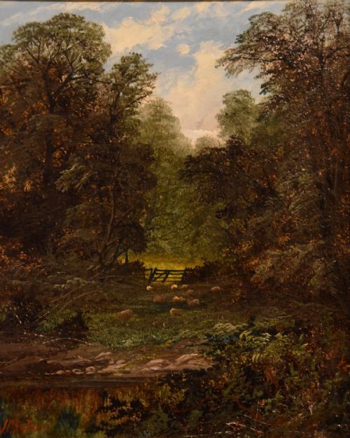 OIL PAINTING PAIR BY JOHN CUTHBERT SALMON WOODLAND SCENES - ADDITIONAL PHOTO 3