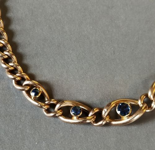 BEAUTIFUL EDWARDIAN 9CT ROSE GOLD AND SAPPHIRE BRACELET - ADDITIONAL PHOTO 1