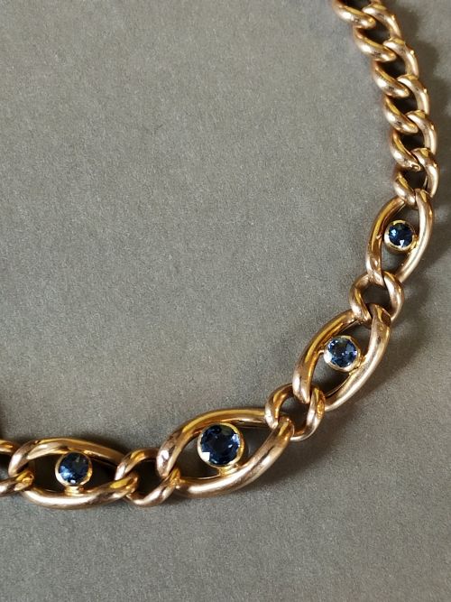 BEAUTIFUL EDWARDIAN 9CT ROSE GOLD AND SAPPHIRE BRACELET - ADDITIONAL PHOTO 2