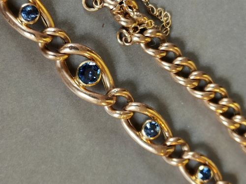 BEAUTIFUL EDWARDIAN 9CT ROSE GOLD AND SAPPHIRE BRACELET - ADDITIONAL PHOTO 3
