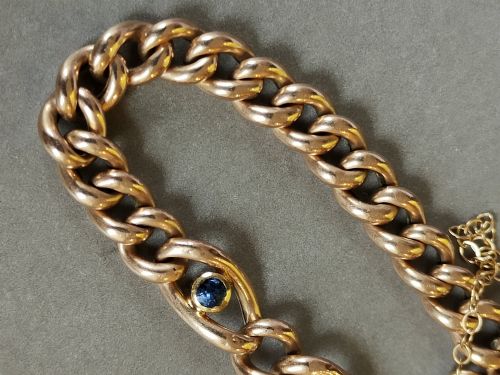 BEAUTIFUL EDWARDIAN 9CT ROSE GOLD AND SAPPHIRE BRACELET - ADDITIONAL PHOTO 4