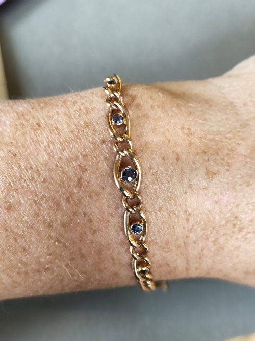 BEAUTIFUL EDWARDIAN 9CT ROSE GOLD AND SAPPHIRE BRACELET - ADDITIONAL PHOTO 5