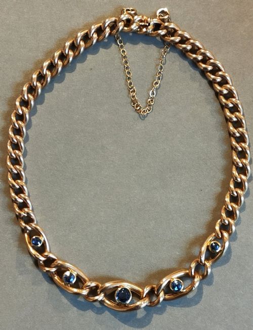 BEAUTIFUL EDWARDIAN 9CT ROSE GOLD AND SAPPHIRE BRACELET - ADDITIONAL PHOTO 6