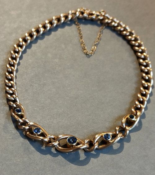 BEAUTIFUL EDWARDIAN 9CT ROSE GOLD AND SAPPHIRE BRACELET - ADDITIONAL PHOTO 7