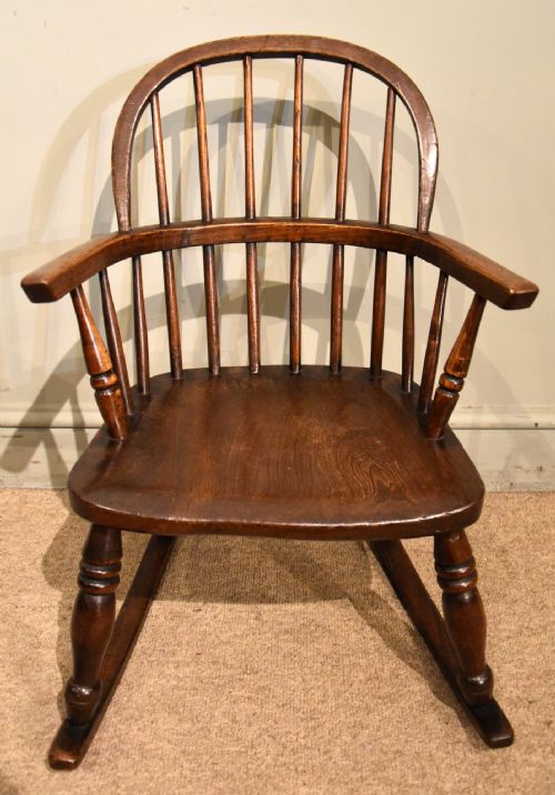 19TH CENTURY ASH AND ELM CHILDS ROCKING CHAIR - ADDITIONAL PHOTO 4