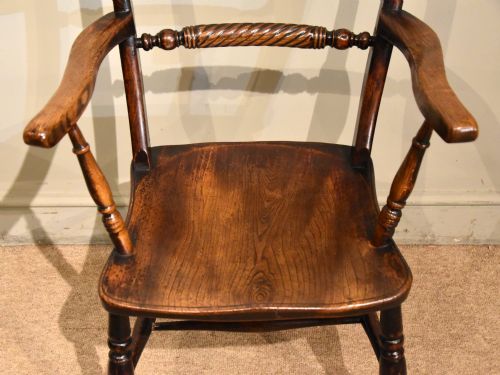 19TH CENTURY ELM BEECH OXFORD ARMCHAIR - ADDITIONAL PHOTO 5