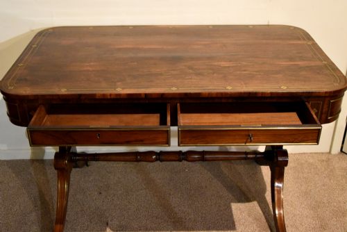 REGENCY ROSWEOOD BRASS INLAID WRITING TABLE - ADDITIONAL PHOTO 1