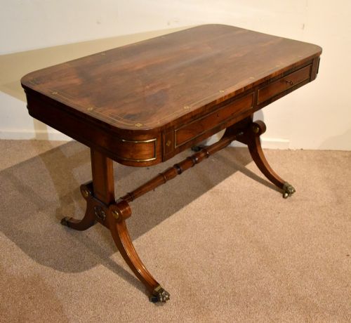 REGENCY ROSWEOOD BRASS INLAID WRITING TABLE - ADDITIONAL PHOTO 2