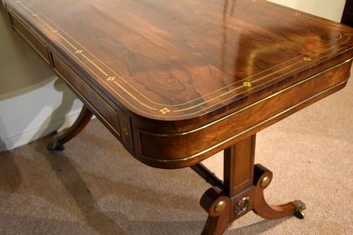 REGENCY ROSWEOOD BRASS INLAID WRITING TABLE - ADDITIONAL PHOTO 4