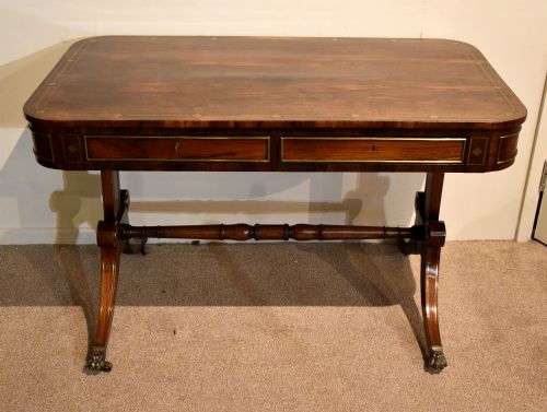 REGENCY ROSWEOOD BRASS INLAID WRITING TABLE - ADDITIONAL PHOTO 7