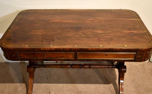 REGENCY ROSWEOOD BRASS INLAID WRITING TABLE - ADDITIONAL PHOTO 8