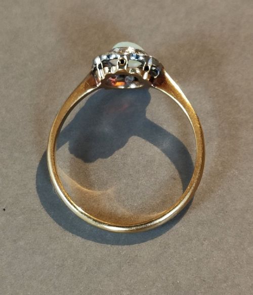 ART DECO 18CT GOLD PLATINUM OPAL AND DIAMOND RING - ADDITIONAL PHOTO 8