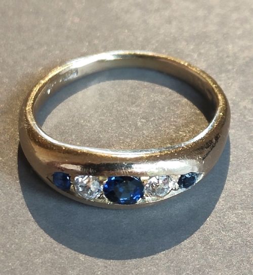 VICTORIAN HEAVY 18CT GOLD SAPPHIRE DIAMOND GYPSY RING - ADDITIONAL PHOTO 3