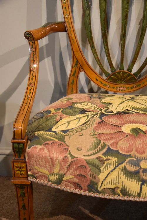 PAIR OF 19TH CENTURY SATINBIRCH HEPPLEWHITE ARMCHAIRS - ADDITIONAL PHOTO 3
