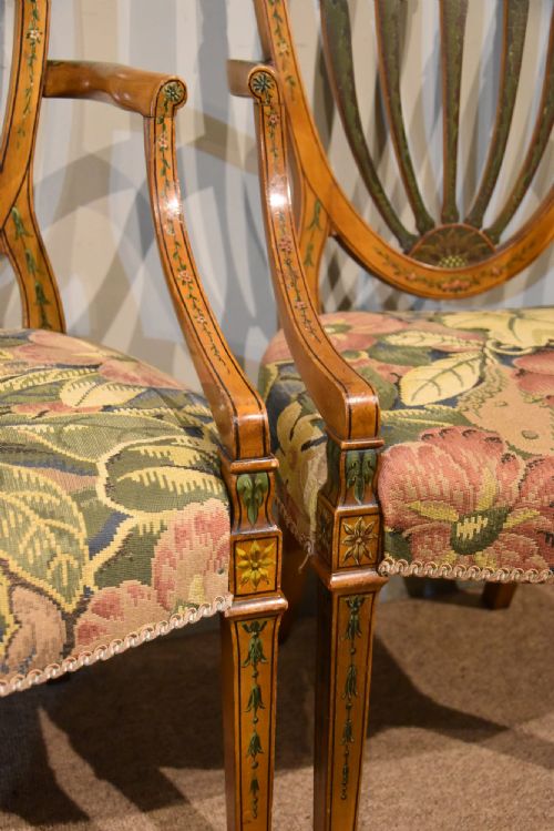 PAIR OF 19TH CENTURY SATINBIRCH HEPPLEWHITE ARMCHAIRS - ADDITIONAL PHOTO 4