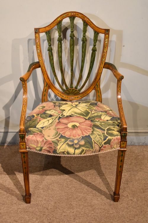 PAIR OF 19TH CENTURY SATINBIRCH HEPPLEWHITE ARMCHAIRS - ADDITIONAL PHOTO 6