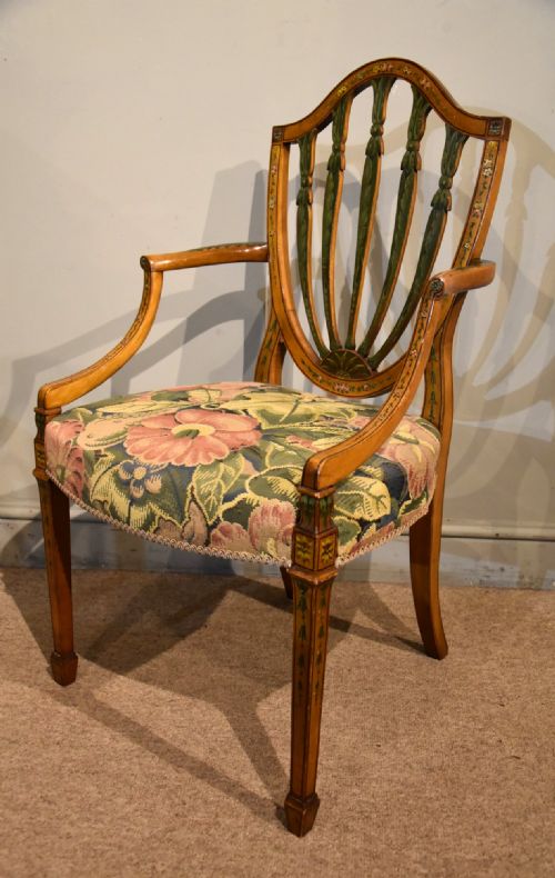 PAIR OF 19TH CENTURY SATINBIRCH HEPPLEWHITE ARMCHAIRS - ADDITIONAL PHOTO 7
