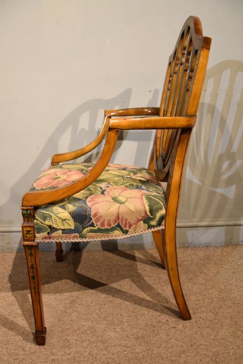 PAIR OF 19TH CENTURY SATINBIRCH HEPPLEWHITE ARMCHAIRS - ADDITIONAL PHOTO 8