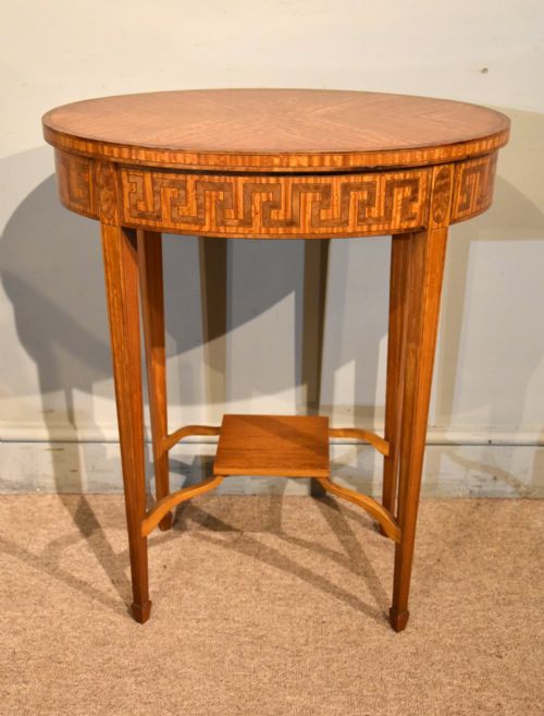 19th century satinwood oval side table with drawer - CATEGORY: ANTIQUE TABLES - DATED 1880