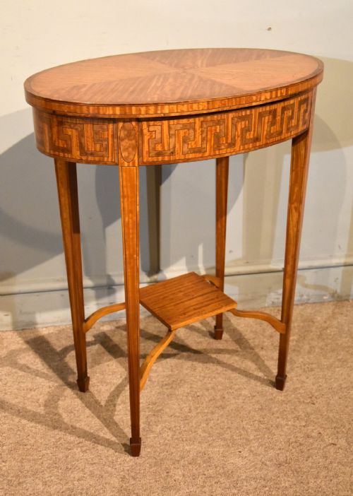 19TH CENTURY SATINWOOD OVAL SIDE TABLE WITH DRAWER - ADDITIONAL PHOTO 1