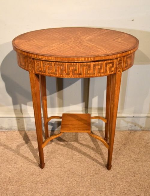 19TH CENTURY SATINWOOD OVAL SIDE TABLE WITH DRAWER - ADDITIONAL PHOTO 2