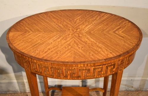 19TH CENTURY SATINWOOD OVAL SIDE TABLE WITH DRAWER - ADDITIONAL PHOTO 4