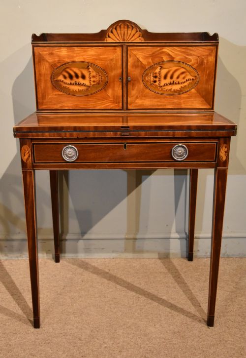 george iii satinwood mahogany bonheur du jour - CATEGORY: ANTIQUE BUREAU - DATED GEORGIAN