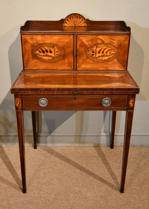 GEORGE III SATINWOOD MAHOGANY BONHEUR DU JOUR - ADDITIONAL PHOTO 1