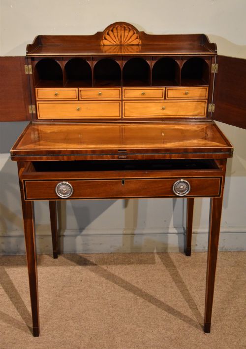 GEORGE III SATINWOOD MAHOGANY BONHEUR DU JOUR - ADDITIONAL PHOTO 2